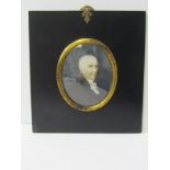PORTRAIT MINIATURE, antique framed oval portrait of "Gentleman with white cravat"