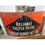 ADVERTISING, large enamel wall advert sign, "Reliable Cattle Foods - The British Oil and Cake
