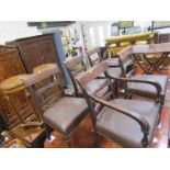 LATE REGENCY DINING CHAIRS, set of 5 mahogany bar back dining chairs, including carver with