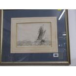 WILLIAM L. WYLLIE, signed etching "Q Boat, Probus, sinking a Submarine", 6" x 9", with documentatio