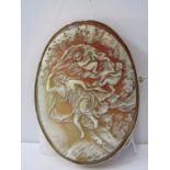 9ct YELLOW GOLD SHELL CAMEO BROOCH, finely carved