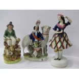 STAFFORDSHIRE POTTERY, 19th Century Staffordshire group of Highland Girl with large Sheep, 8";