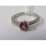 18ct WHITE GOLD PINK SAPPHIRE SOLITAIRE RING, principal pink sapphire of approx. 1ct set with