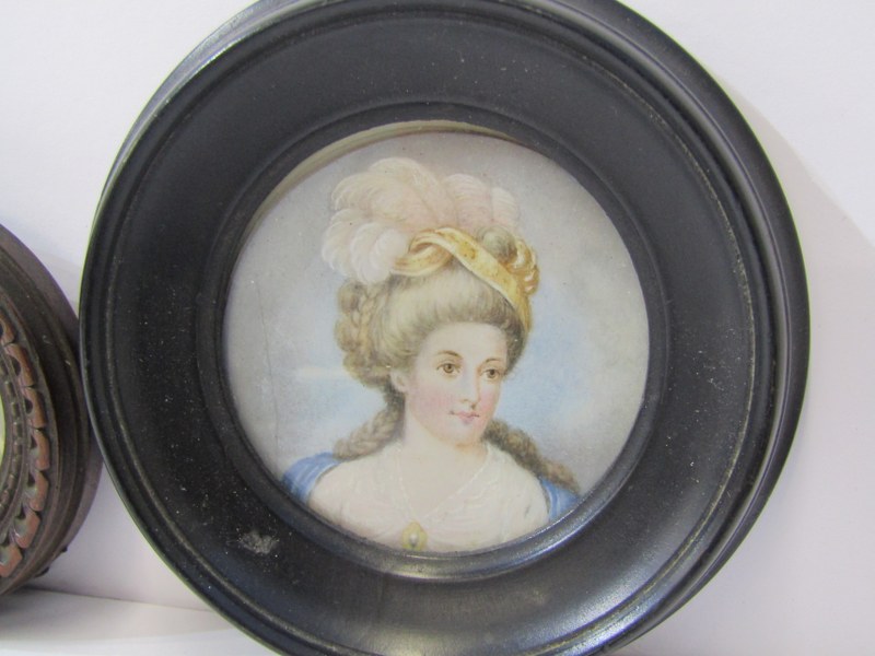 MINIATURE PORTRAIT, oval cased portrait of "Young Lady in white lace blouse", also 1 other - Image 2 of 4