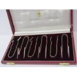 ASPREY, set of 6 plated asparagus tongs in fitted retailers case