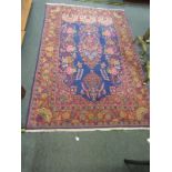 PERSIAN RUG, Isfahan - design, blue ground vase and floral bordered rug, 72" x 48"