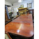 VICTORIAN MAHOGANY DINING TABLE, D-end extending dining table with 3 additional leaves on tapering