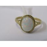 9ct YELLOW GOLD OPAL SOLITAIRE RING, size P