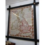 ANTIQUE NEEDLEWORK, framed needlework map of British Isles, 29" x 25"
