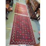 TURKOMAN, 2 red ground turkoman rugs, 54" x 33"