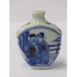 ORIENTAL CERAMICS, Chinese porcelain snuff bottle, decorated in underglaze blue with figures and