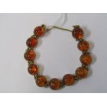 9ct YELLOW GOLD AMBER LINE BRACELET, approx 15.3 grams