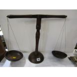 SCALES, pair of treen beam balance scales, 16" height