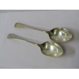 SILVER SERVING SPOONS, pair of Sheffield HM silver serving spoons, 9", 157 grams, approx. 5 ozs