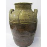 STUDIO POTTERY, Seth Cardew large twin handled 16" vase with potters seal and Wenford Bridge mark