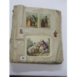VICTORIAN SCRAP ALBUM, created out of silk pages and including assortment of Victorian scraps and