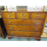 GEORGIAN MAHOGANY CHEST OF DRAWERS, straight front chest of 3 short and 3 long graudated drawers,