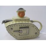 NOVELTY TEA POT, WWI tank driver, 9" length