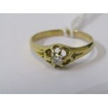 18ct YELLOW GOLD DIAMOND SET GYPSY RING, principal old cut diamond approx. 0.25ct in 18ct yellow