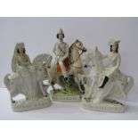 STAFFORDSHIRE POTTERY, pair of Equestrian groups "King William III" and "Queen Mary", 10.5" height
