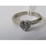 18ct WHITE GOLD DIAMOND HEART SOLITAIRE RING, well cut heart shaped diamond of approx 1.1ct of