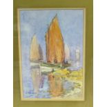 J.F. RENNIE, signed watercolour dated 1921, "Unloading the Catch", 11" x 7.5"