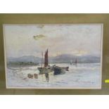 J.F.RENNIE, signed watercolour dated 1921, "Unloading the Catch", 10" x 15"