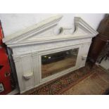 NEO-CLASSICAL OVERMANTEL, white painted bevelled glass architectural design overmantel, 44"