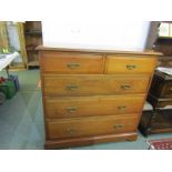 EDWARDIAN CHEST OF DRAWERS, walnut straight front chest of 2 short and 3 long graduated drawers,