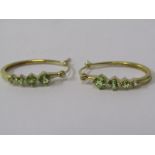 PAIR OF PERIDOT HOOP EARRINGS, in 9ct yellow gold