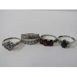 SILVER RINGS, selection of 4 stone set silver rings