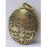 GOLD LOCKET, yellow metal locket, tests high carat gold, approx. 9.4grms in weight
