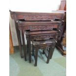 ORIENTAL FURNITURE, attractive nest of 4 oriental carved rosewood graduated occasional tables with