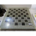 MIDDLE EASTERN GAMES BOARD, a fine mother of pearl and ivory inlaid games board, 16" width