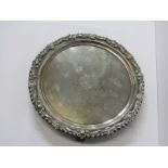 GEORGIAN SCOTTISH SILVER SALVER, with cental engraved decoration, with gadrooned style borders, on 3