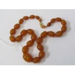UNTESTED AMBER STYLE NECKLACE, graduated beads, approx 35 grams in weight