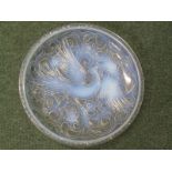 VASELINE GLASS, an Art Deco vaseline glass shallow circular bowl "Phoenix" pattern, 15" dia