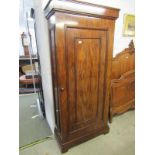 VICTORIAN MAHOGANY WARDROBE, panelled single door robe with wooden knop handle, 71" height 33" width