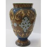 DOULTON LAMBETH, a fine incised foliate design decorated 8" inverted baluster vase, decorated by