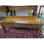 ORIENTAL FURNITURE, Eastern rosewood rectangular occasional table with relief carved cloud design,