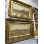 HENRY SYLVESTER STANNARD, pair of collotypes "Sunset Harvest Scenes", 10" x 20.5"
