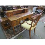 EDWARDIAN STYLE DESK, with brass gallery rail fitted 4 drawers above & 5 drawers to the shaped base,