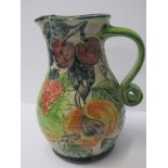 STUDIO POTTERY, Paul Jackson 8" pottery jug decorated with grape and fruit design