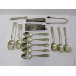 SILVER TEASPOONS, set of 4 silver teaspoons by Walker & Hall, Sheffield with foliate finials,