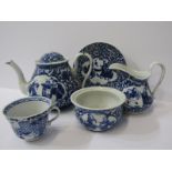 ORIENTAL CERAMICS, 19th Century Japanese underglaze teapot, together with 4 similar pieces of