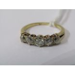 18ct YELLOW GOLD 5 STONE DIAMOND RING, 5 well matched brilliant cut diamonds, totalling approx