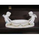 VICTORIAN CHERUB CENTRE PIECE, 19th Century oval centre piece by Moore Brothers (some damage to