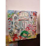 SHAUN HAYDEN, signed painting on canvas "St Paul's Cathedral", 12" x 12"