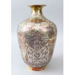 AN EXTREMELY FINE AND RARE 19TH/20TH CENTURY ISLAMIC DAMASCUS VASE, inlaid with silver and copper,