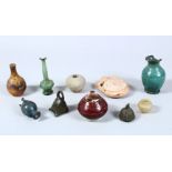 TEN EARLY ISLAMIC / EASTERN POTTERY / BRONZE ITEMS, various sizes. (10)